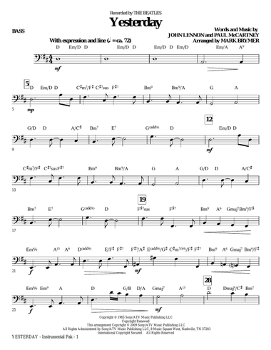 Yesterday (arr. Mark Brymer) - Bass