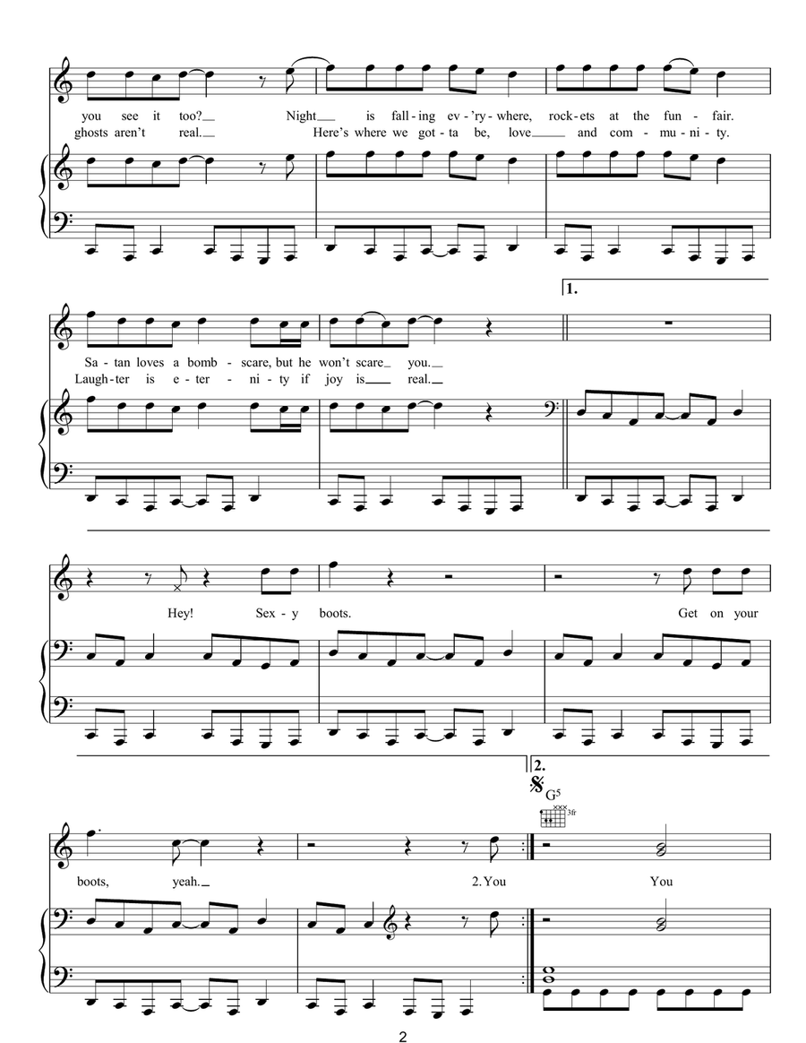Get On Your Boots Get On Your Boots Piano, Vocal, Guitar scores gallery preview page 2
