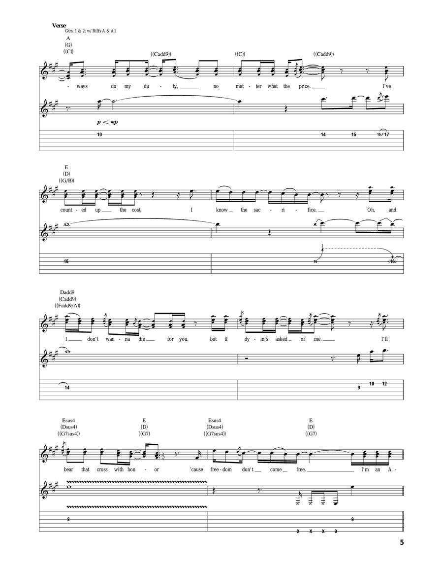 American Soldier American Soldier Acoustic Guitar scores gallery preview page 5