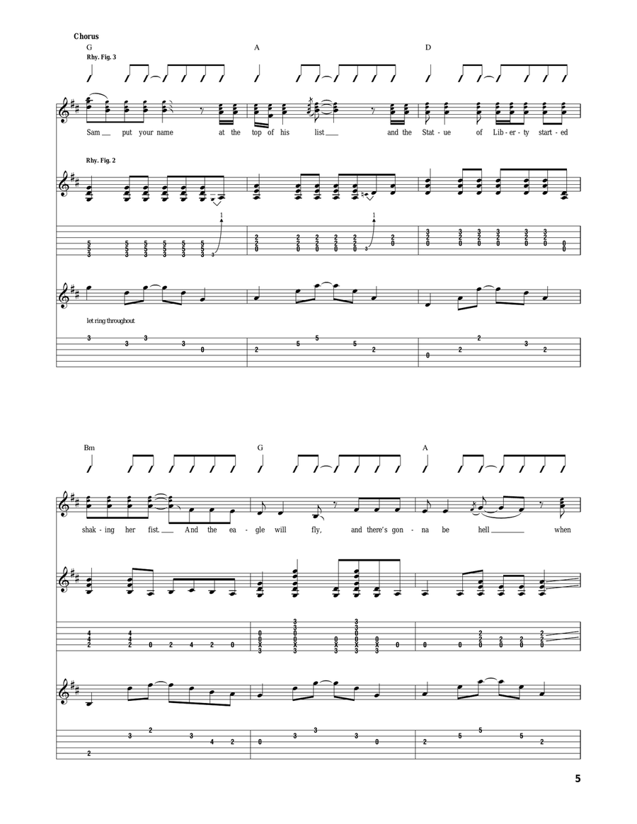 Courtesy Of The Red, White And Blue (The Angry American) Acoustic Guitar scores gallery preview page 5