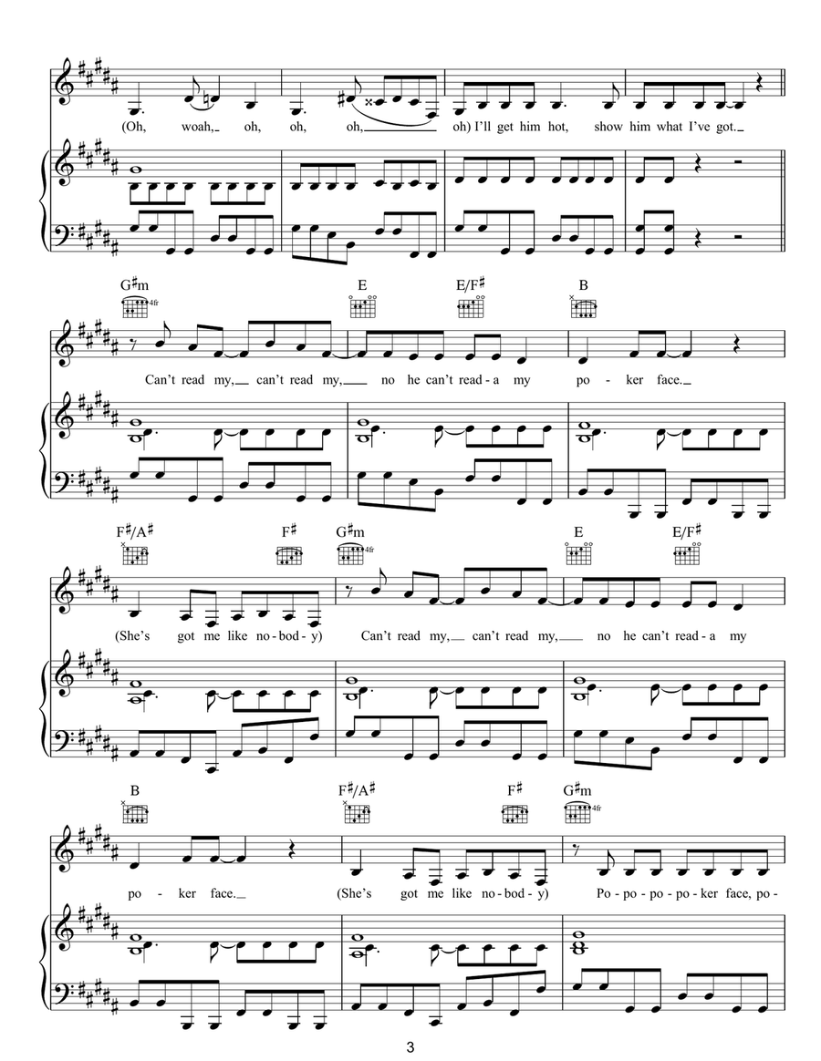 Poker Face Poker Face Acoustic Guitar scores gallery preview page 3