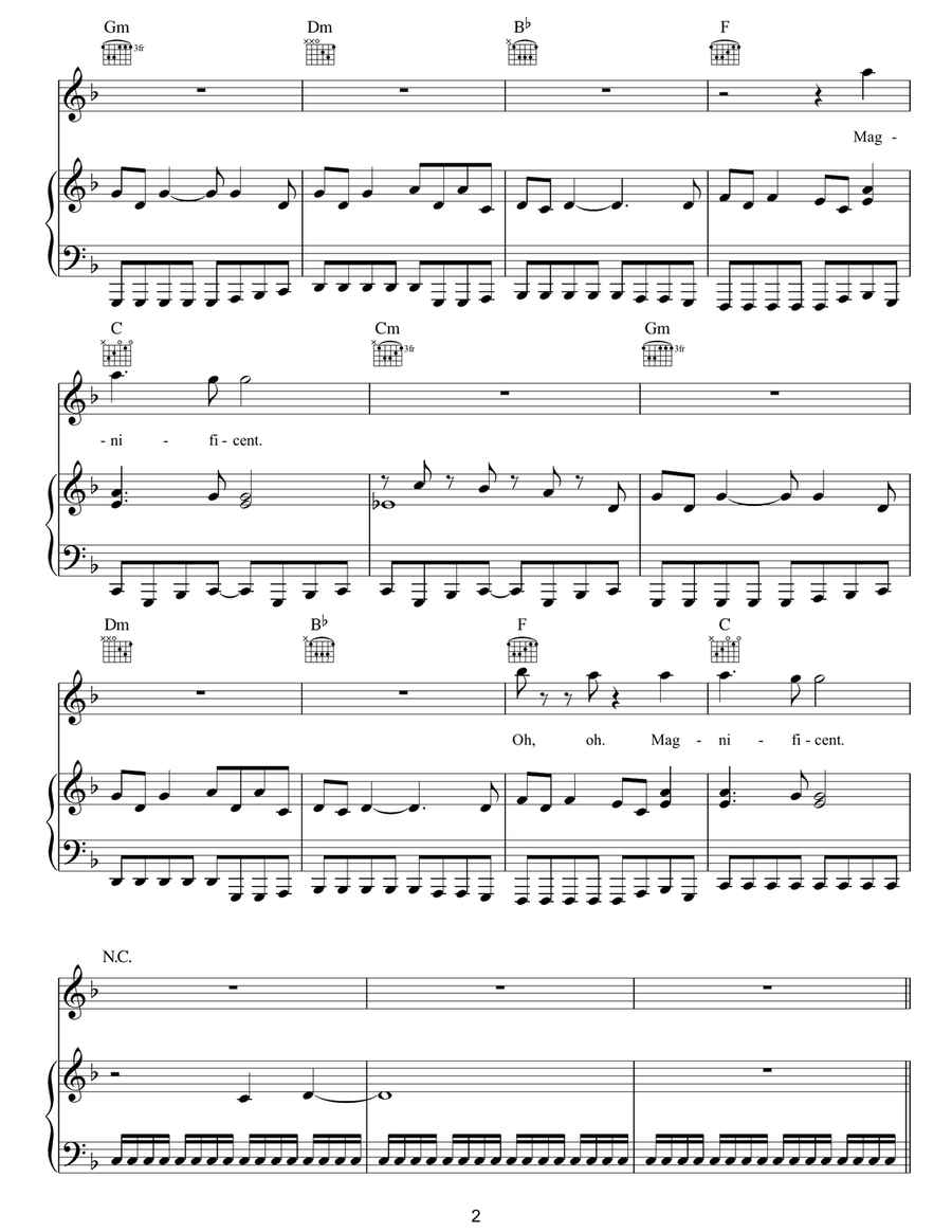 Magnificent Magnificent Piano, Vocal, Guitar scores gallery preview page 2