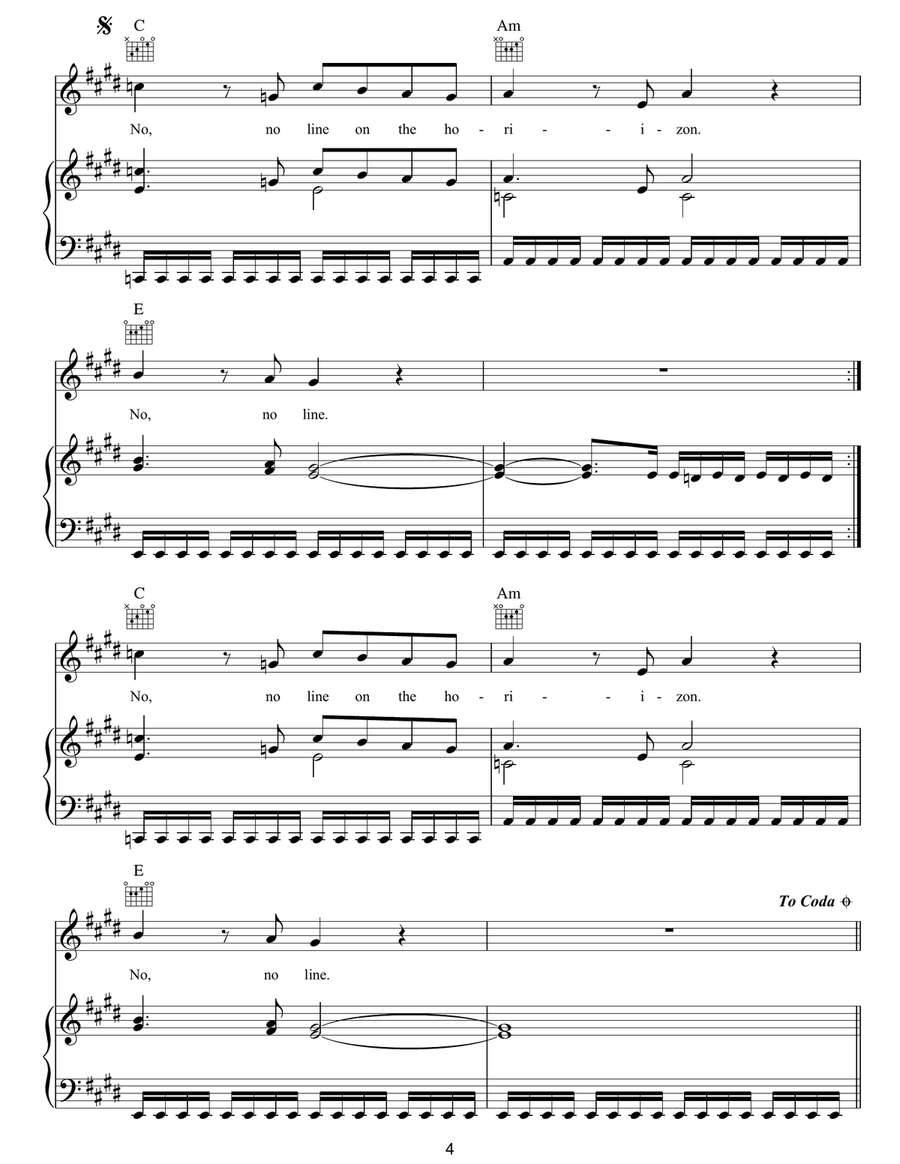 No Line On The Horizon No Line On The Horizon Piano, Vocal, Guitar scores gallery preview page 4