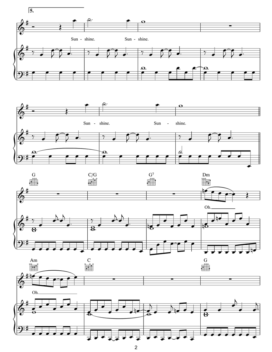 Unknown Caller Unknown Caller Piano, Vocal, Guitar scores gallery preview page 2