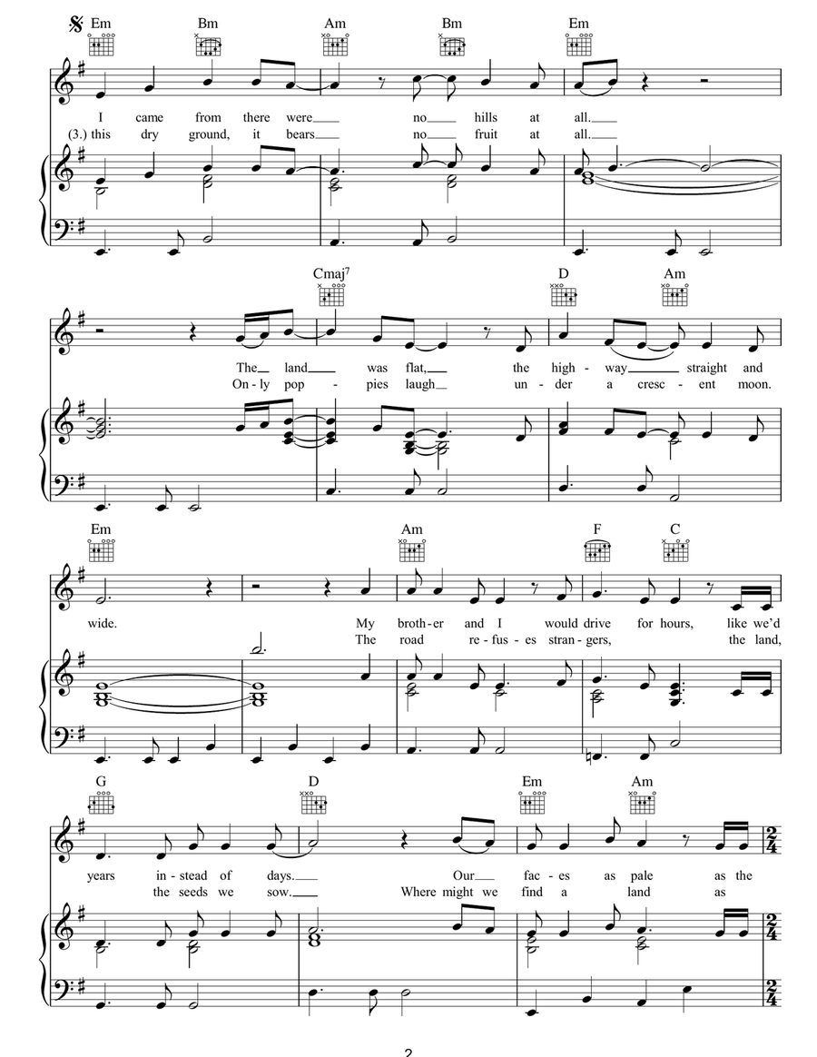 White As Snow White As Snow Piano, Vocal, Guitar scores gallery preview page 2