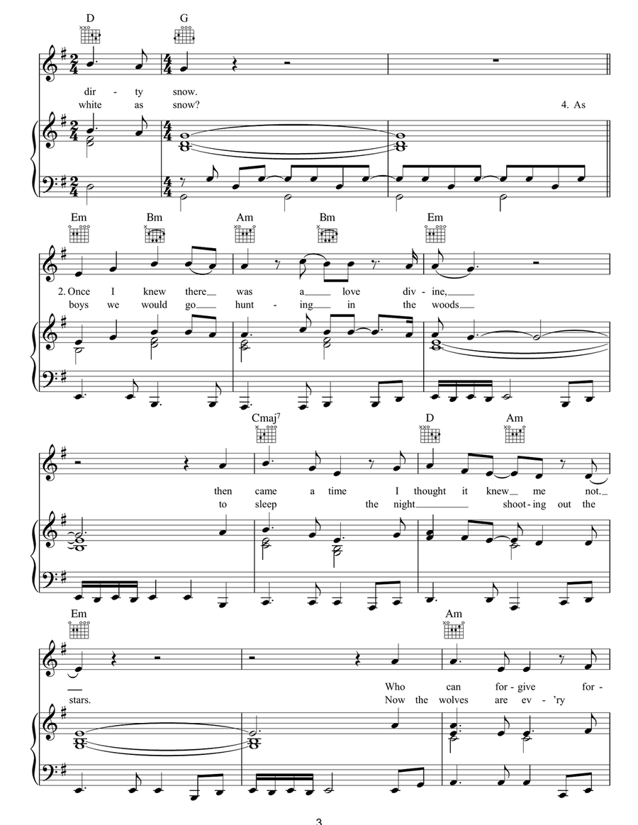 White As Snow White As Snow Piano, Vocal, Guitar scores gallery preview page 3