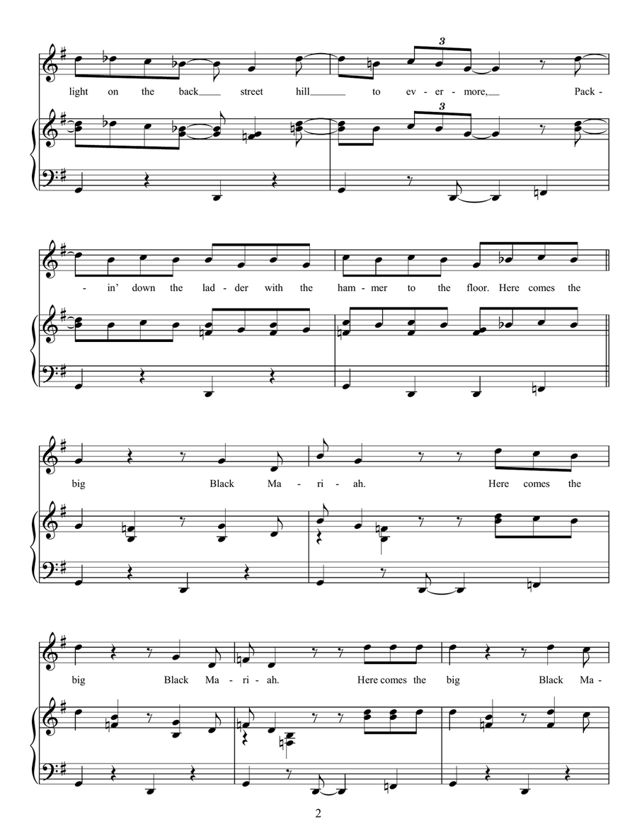 Big Black Mariah Big Black Mariah Piano, Vocal, Guitar scores gallery preview page 2