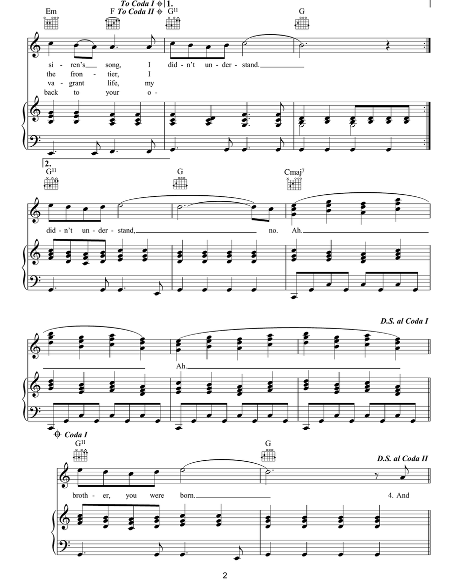 He Doesn't Know Why He Doesn't Know Why Piano, Vocal, Guitar scores gallery preview page 2
