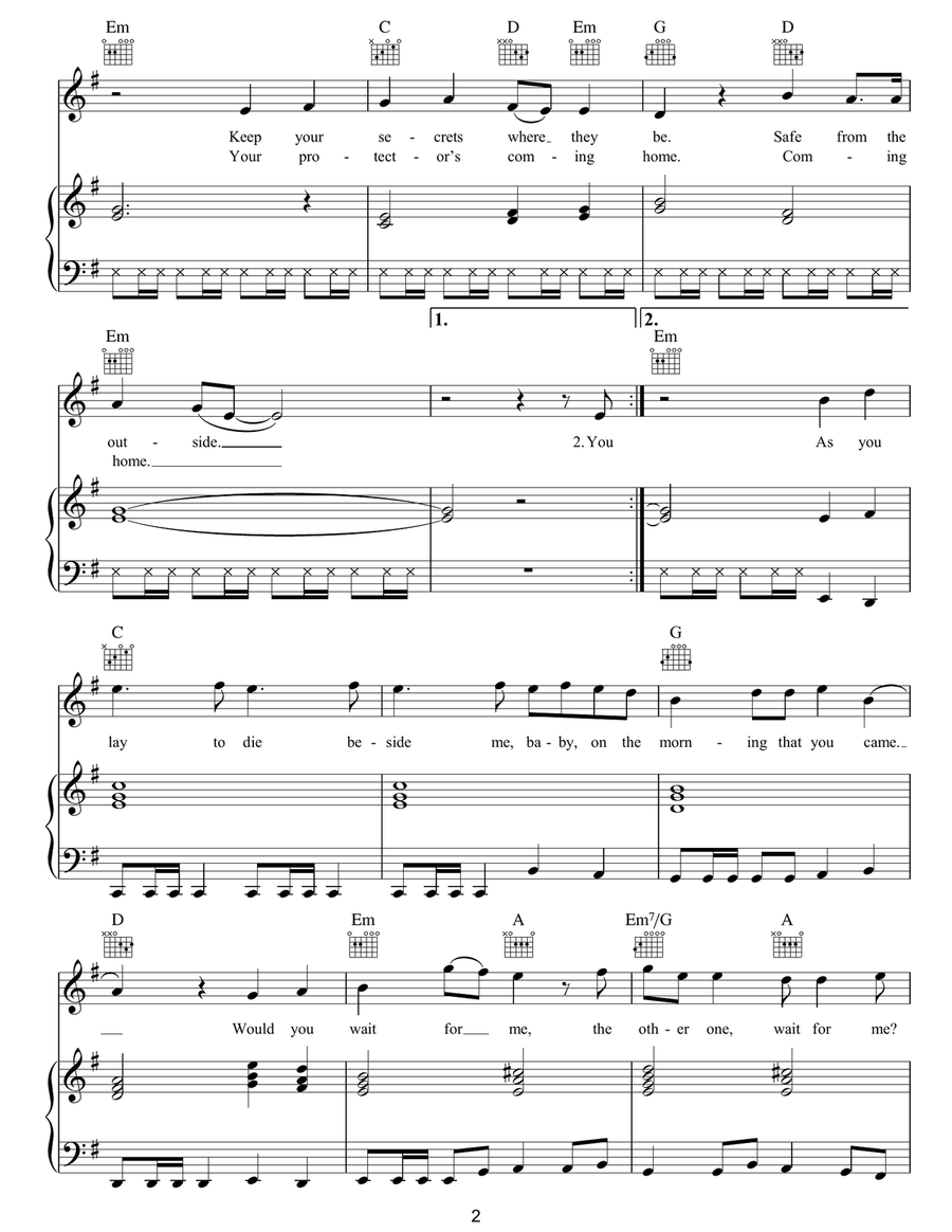 Your Protector Your Protector Piano, Vocal, Guitar scores gallery preview page 2