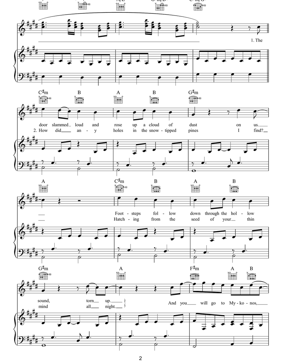 Mykonos Mykonos Piano, Vocal, Guitar scores gallery preview page 2