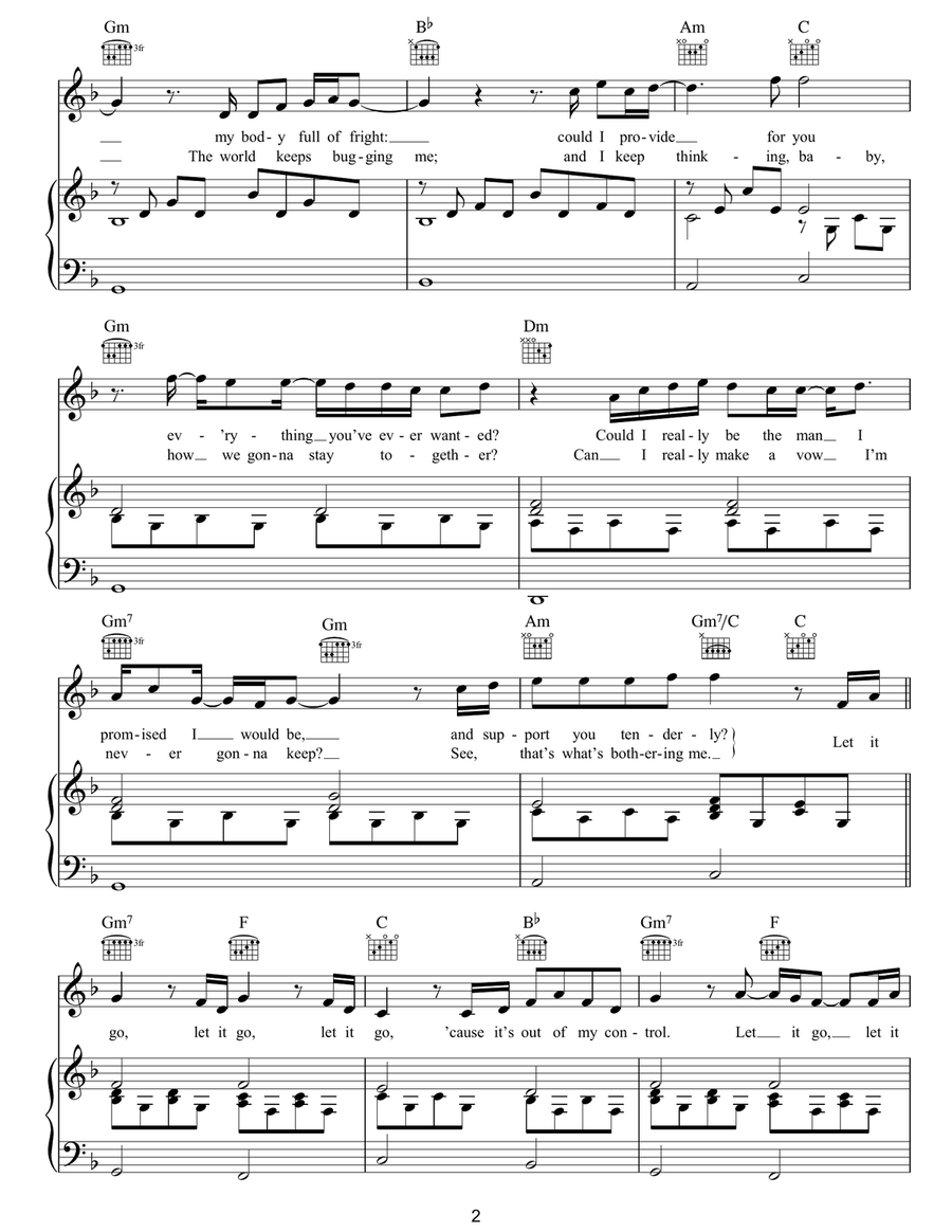 Let It Go Let It Go Piano, Vocal, Guitar scores gallery preview page 2