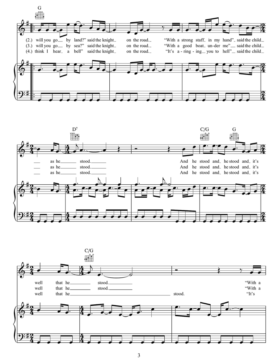 False Knight On The Road False Knight On The Road Piano, Vocal, Guitar scores gallery preview page 3