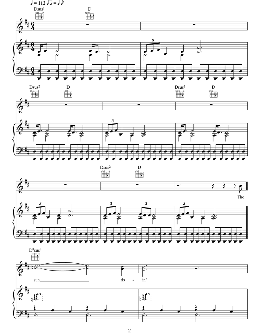 Sun It Rises Sun It Rises Piano, Vocal, Guitar scores gallery preview page 2
