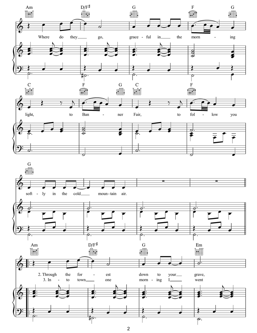 Tiger Mountain Peasant Song Piano, Vocal, Guitar scores gallery preview page 2
