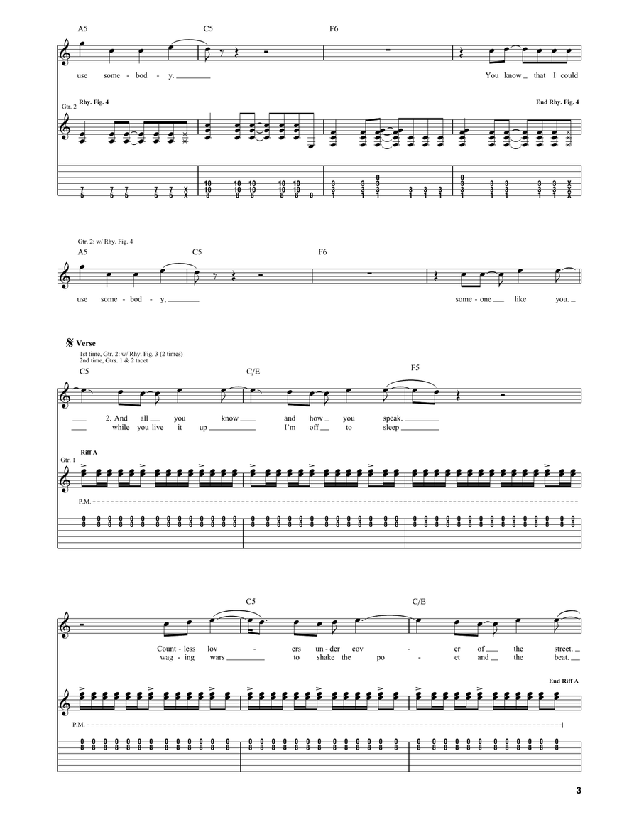 Use Somebody Use Somebody Acoustic Guitar scores gallery preview page 3