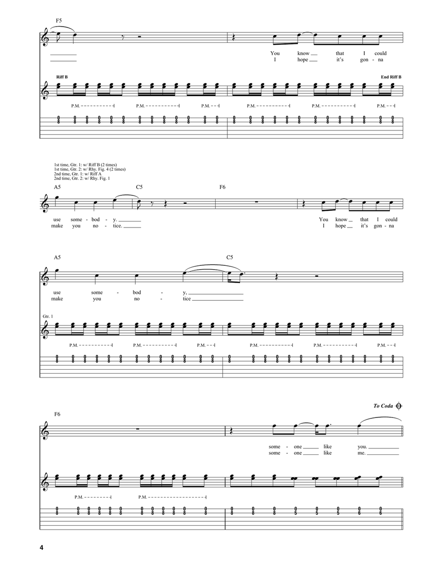 Use Somebody Use Somebody Acoustic Guitar scores gallery preview page 4