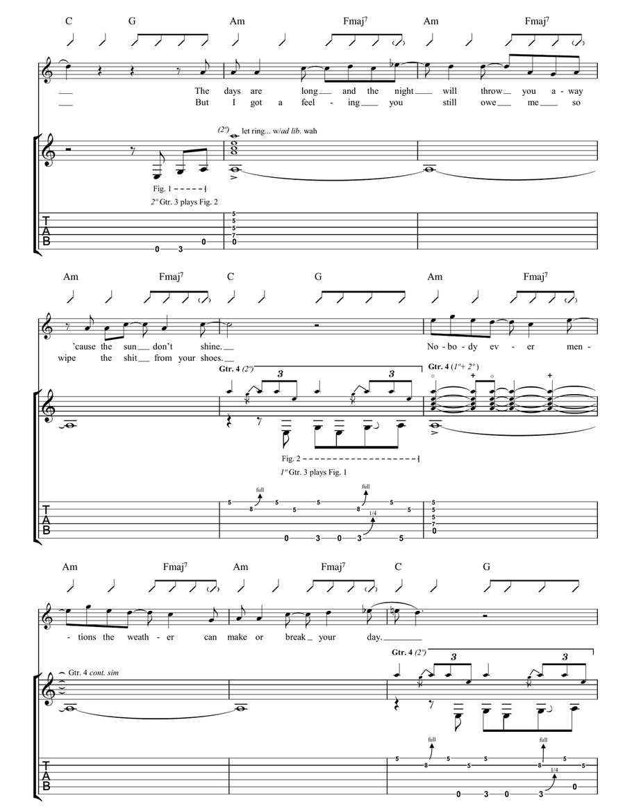 Hello Hello Guitar Tablature scores gallery preview page 2