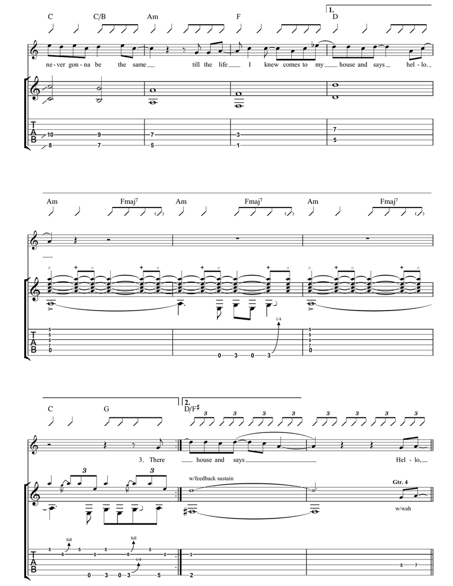 Hello Hello Guitar Tablature scores gallery preview page 4