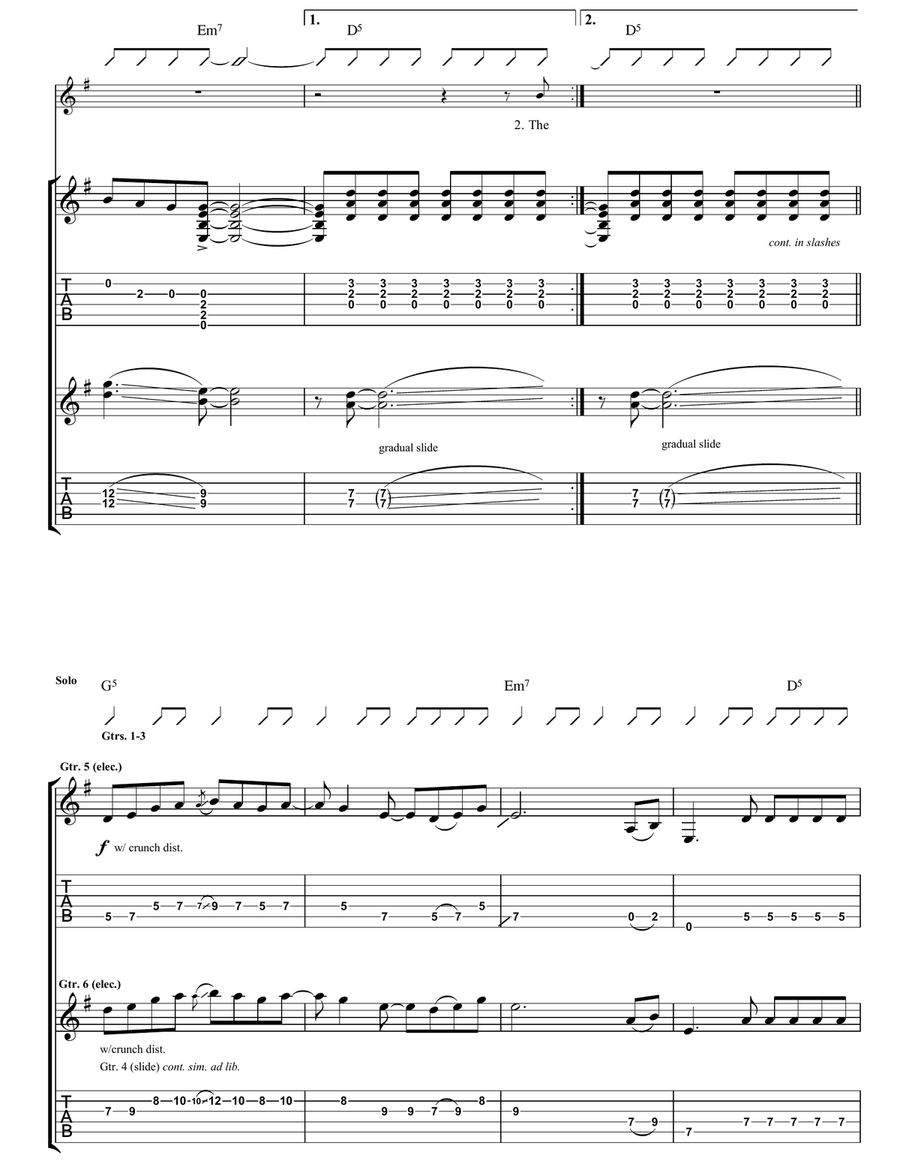 Hey Now Hey Now Guitar Tablature scores gallery preview page 5