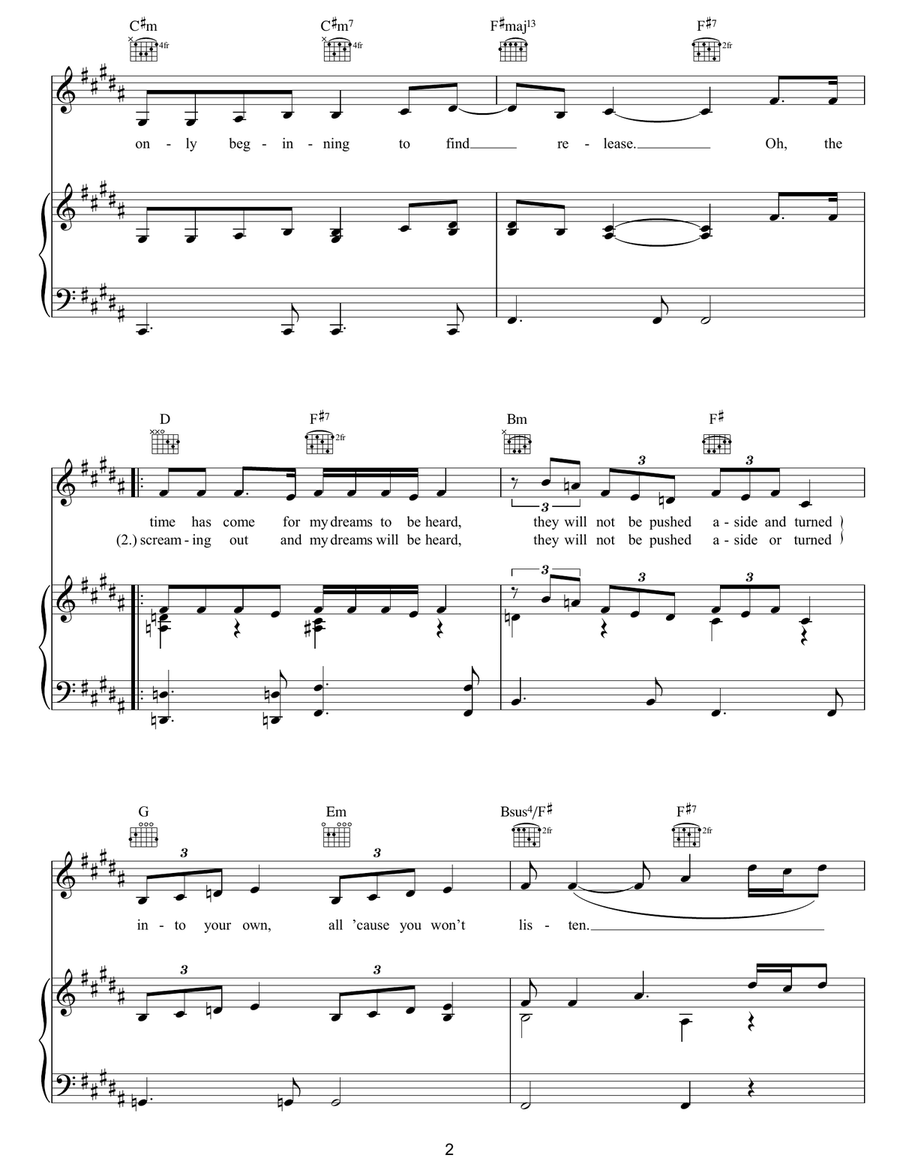 Listen (from Dreamgirls) Listen (from Dreamgirls) Piano, Vocal, Guitar scores gallery preview page 2