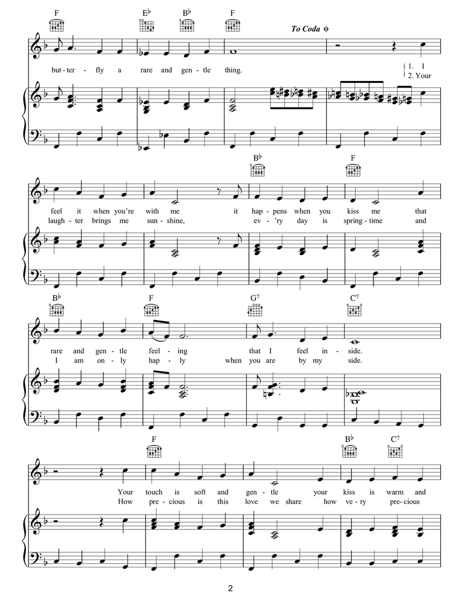 Love Is Like A Butterfly Love Is Like A Butterfly Piano, Vocal, Guitar scores gallery preview page 2