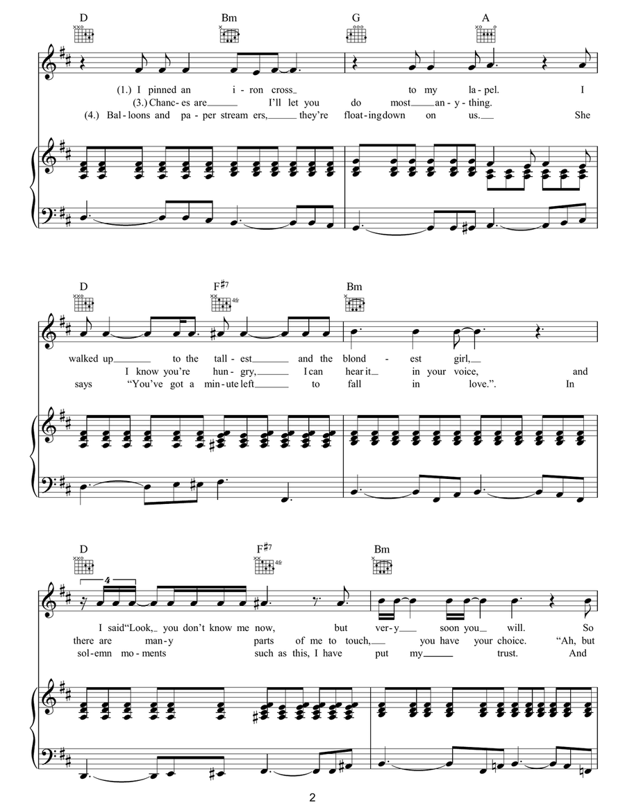 Memories Memories Piano, Vocal, Guitar scores gallery preview page 2