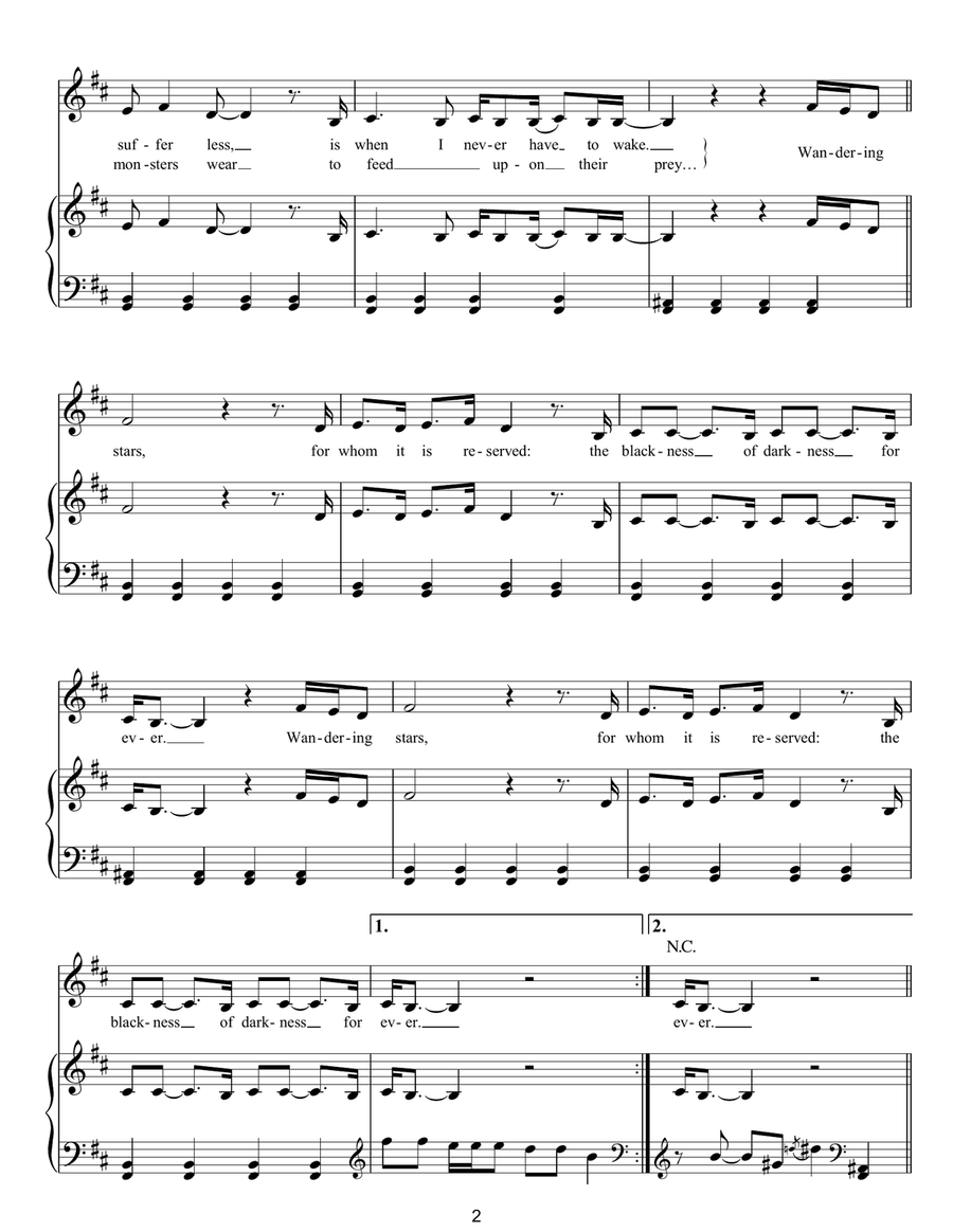Wandering Star Wandering Star Piano, Vocal, Guitar scores gallery preview page 2