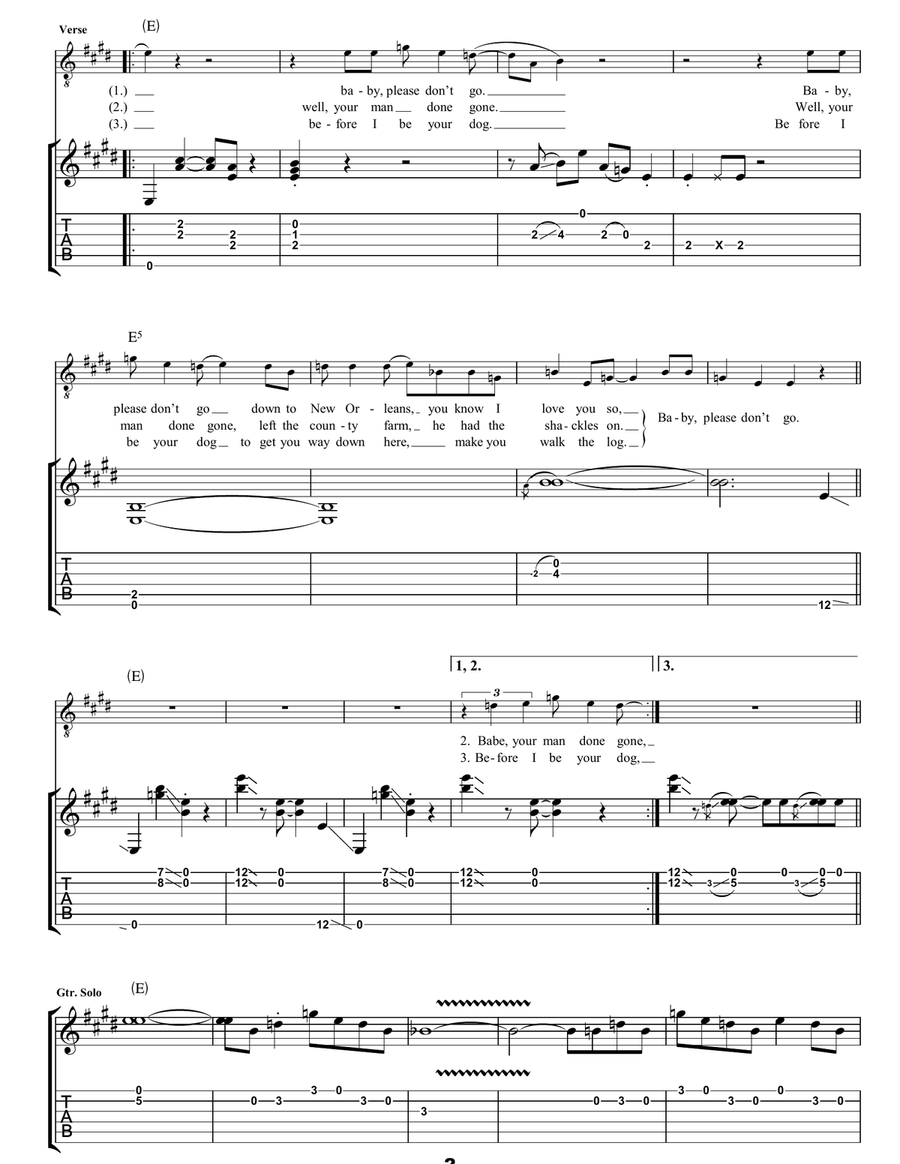 Baby, Please Don't Go Baby, Please Don't Go Guitar Tablature scores gallery preview page 2