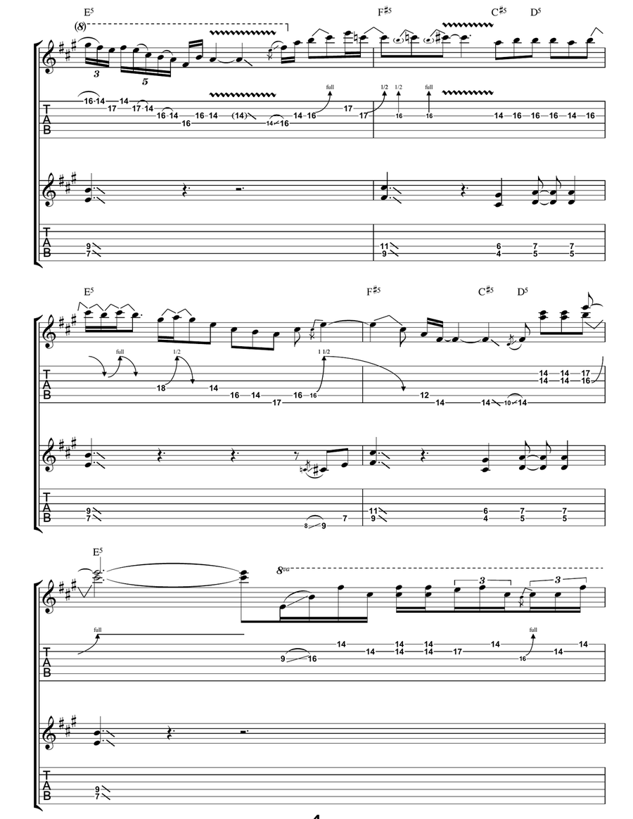 Hold The Line Hold The Line Guitar Tablature scores gallery preview page 4