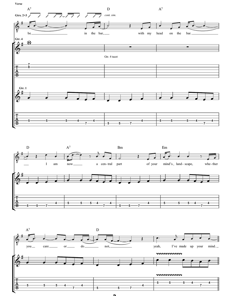 The More You Ignore Me, The Closer I Get Guitar Tablature scores gallery preview page 2
