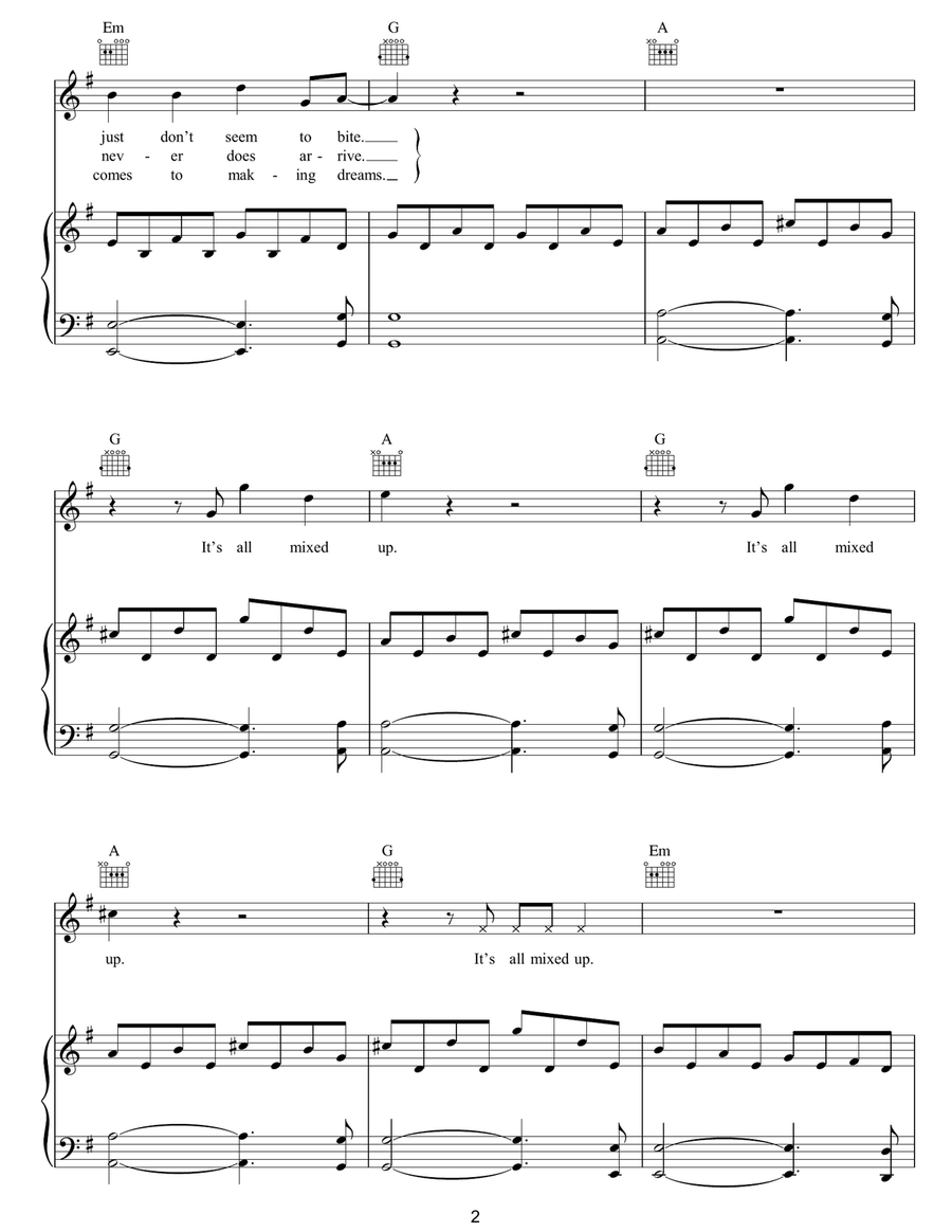 All Mixed Up All Mixed Up Piano, Vocal, Guitar scores gallery preview page 2