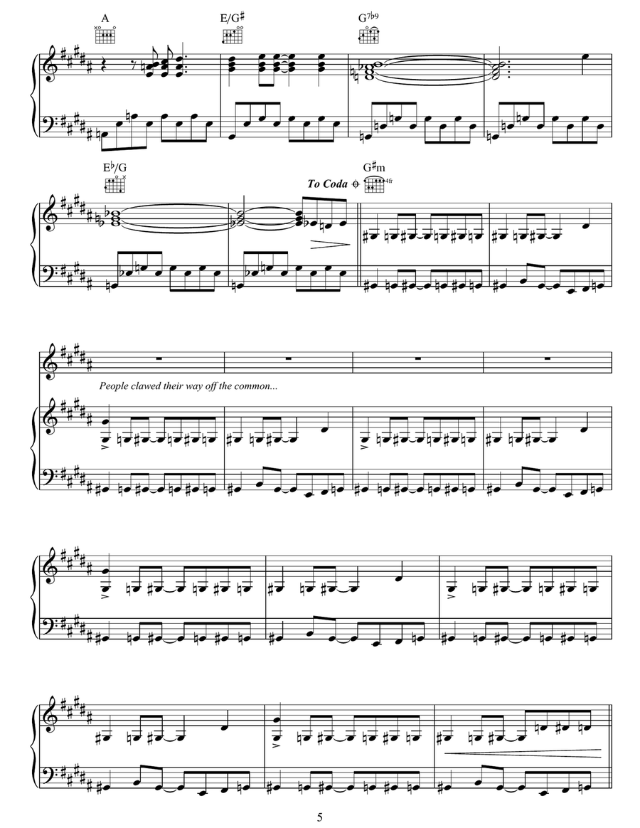 Horsell Common And The Heat Ray (from War Of The Worlds) Guitar scores gallery preview page 5