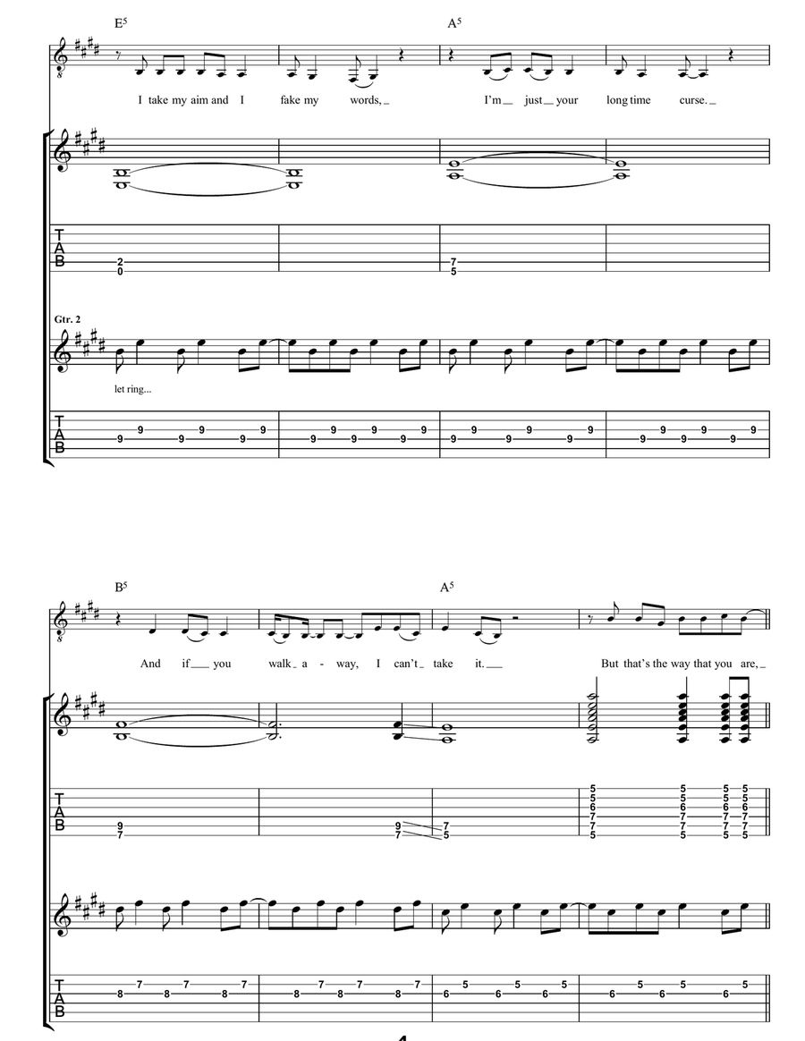 April Skies Guitar Tablature - Digital Sheet Music page 4