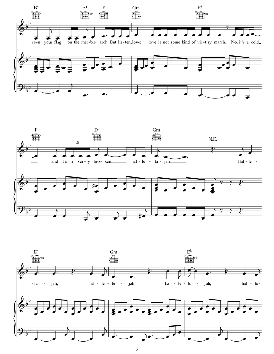 Hallelujah (live version) Acoustic Guitar scores gallery preview page 2