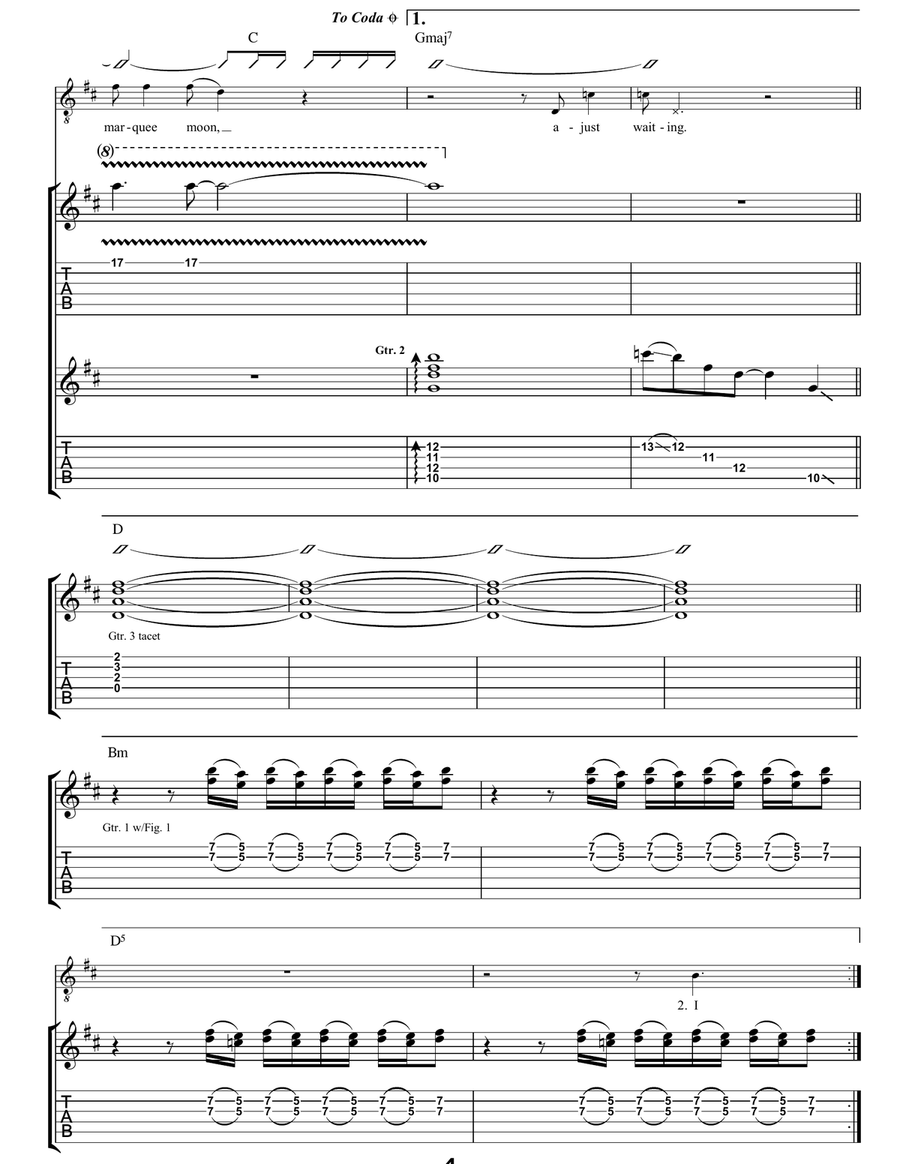Marquee Moon Guitar Tablature scores gallery preview page 4