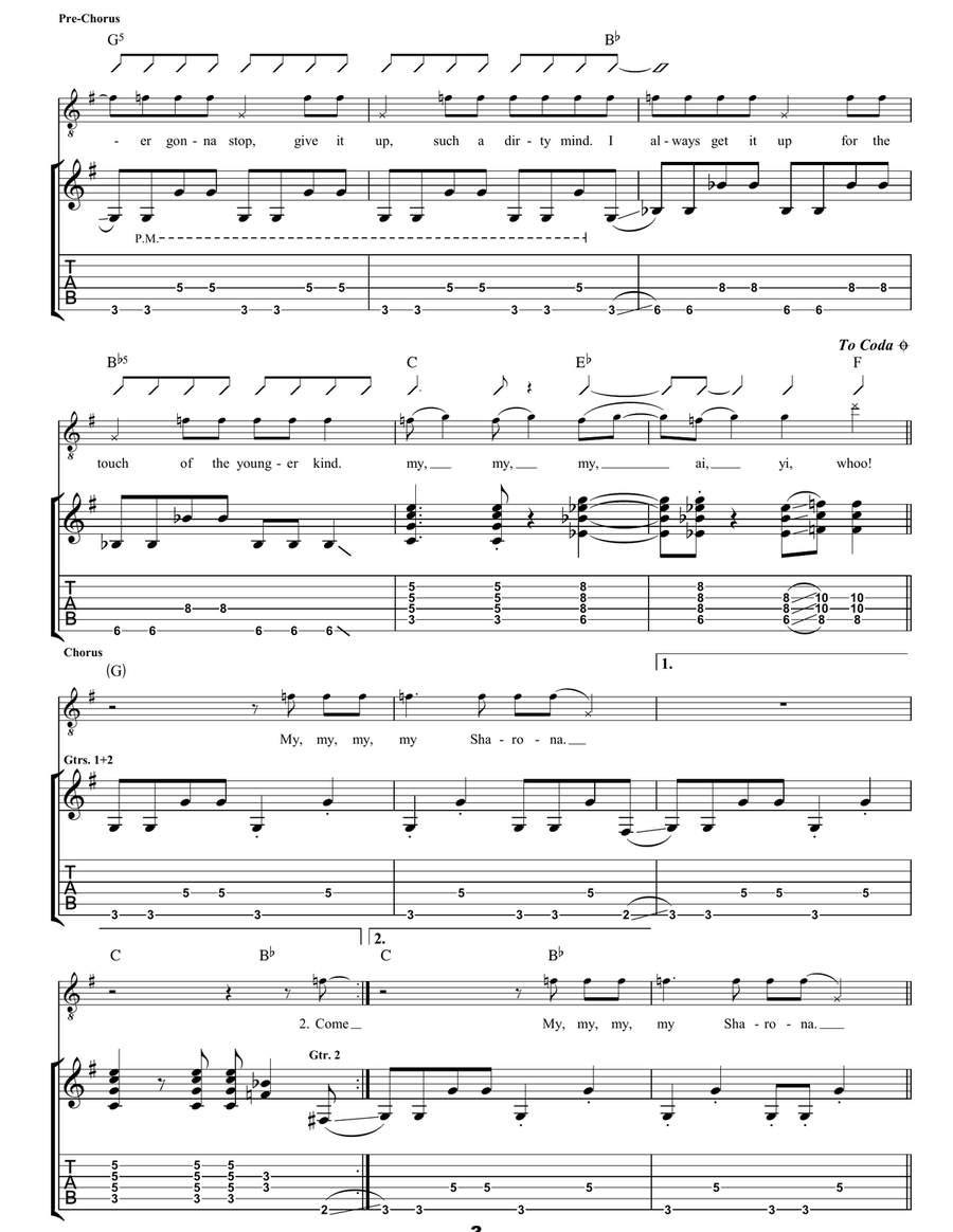 My Sharona My Sharona Guitar Tablature scores gallery preview page 3