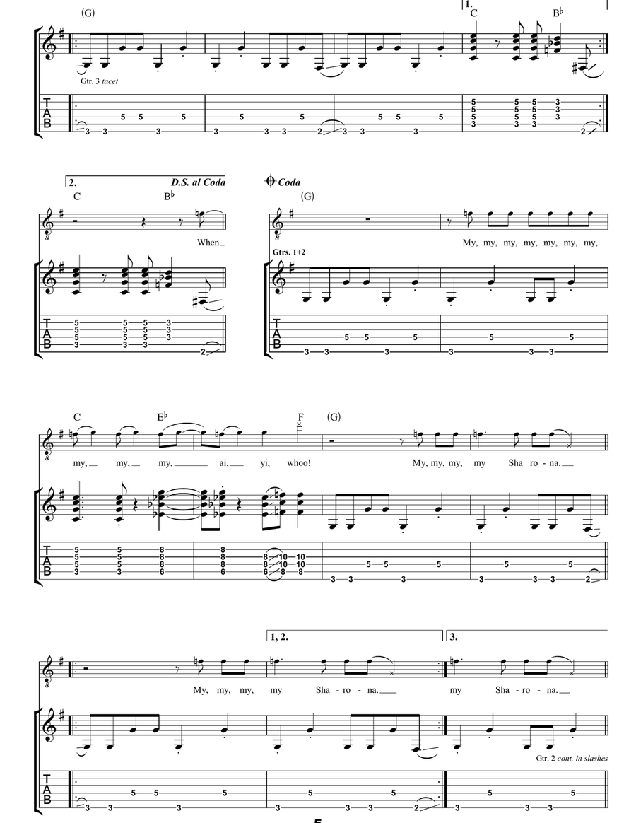 My Sharona My Sharona Guitar Tablature scores gallery preview page 5
