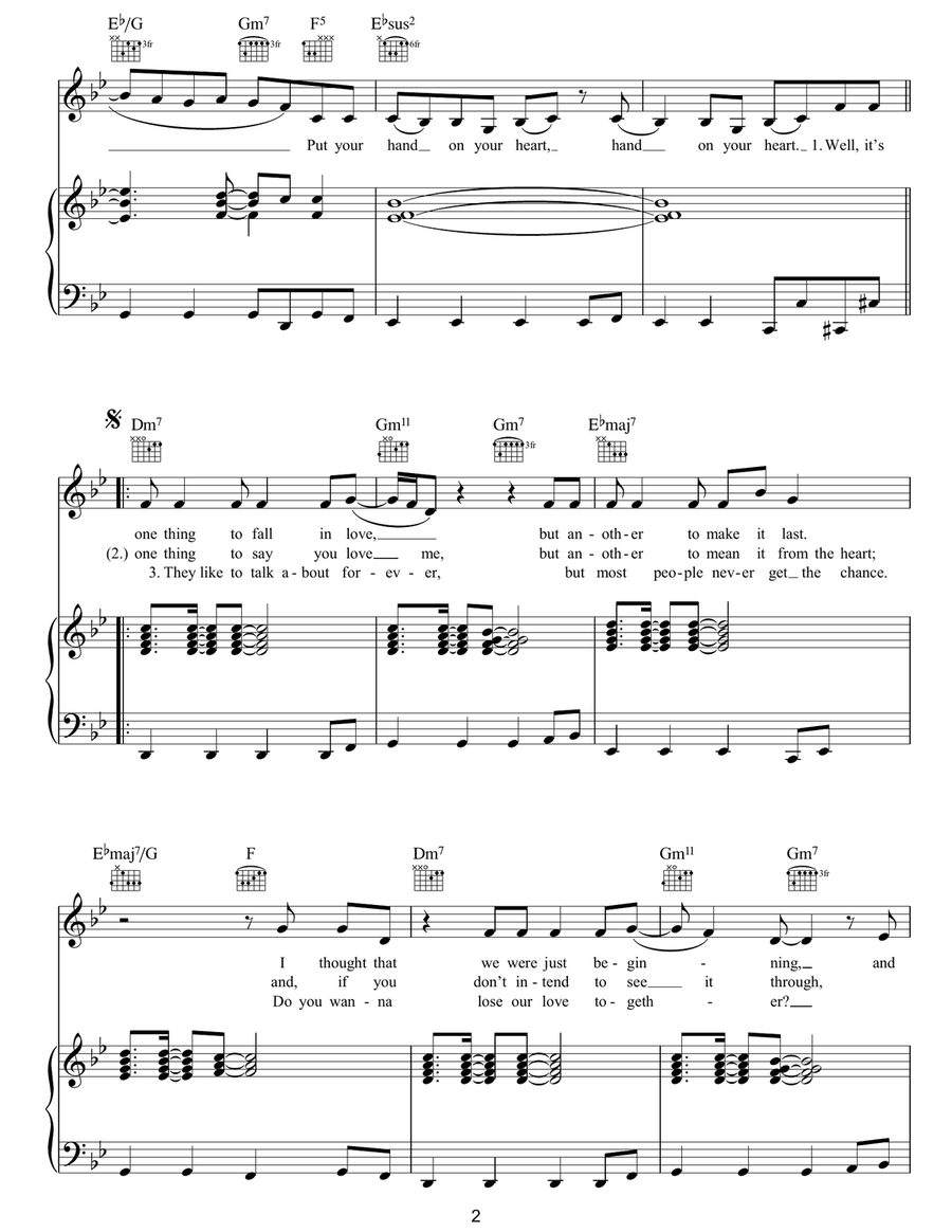 Hand On Your Heart Hand On Your Heart Piano, Vocal, Guitar scores gallery preview page 2
