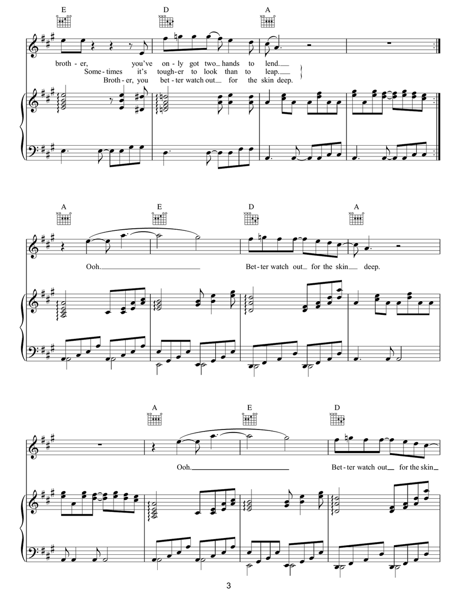 Skin Deep Skin Deep Piano, Vocal, Guitar scores gallery preview page 3