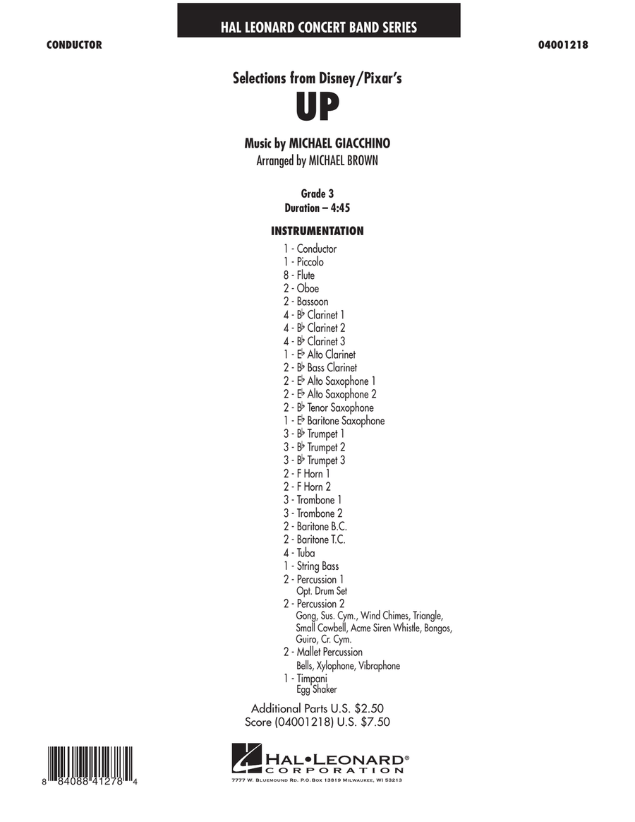 Selections from Up - Conductor Score (Full Score) Concert Band scores gallery preview page 1