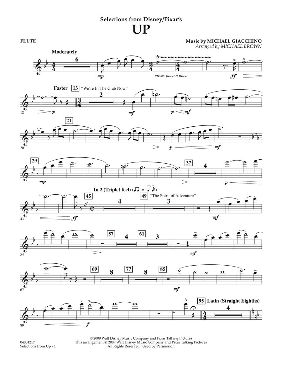 Selections from Up - Flute Concert Band scores gallery preview page 1