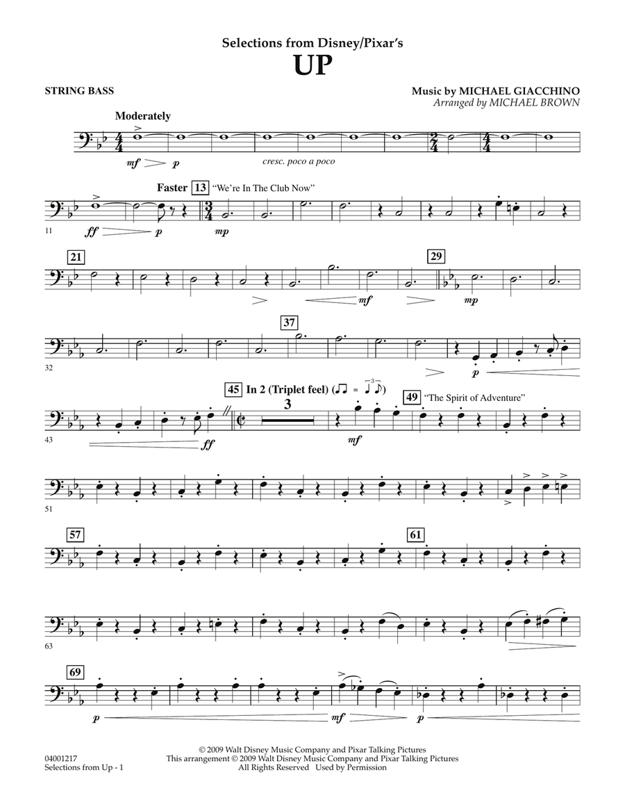 Selections from Up - String Bass Concert Band scores gallery preview page 1