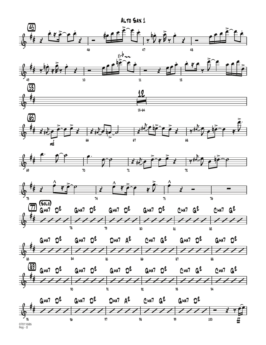 Peg - Alto Sax 1 Peg - Alto Sax 1 Jazz Ensemble scores gallery preview page 2