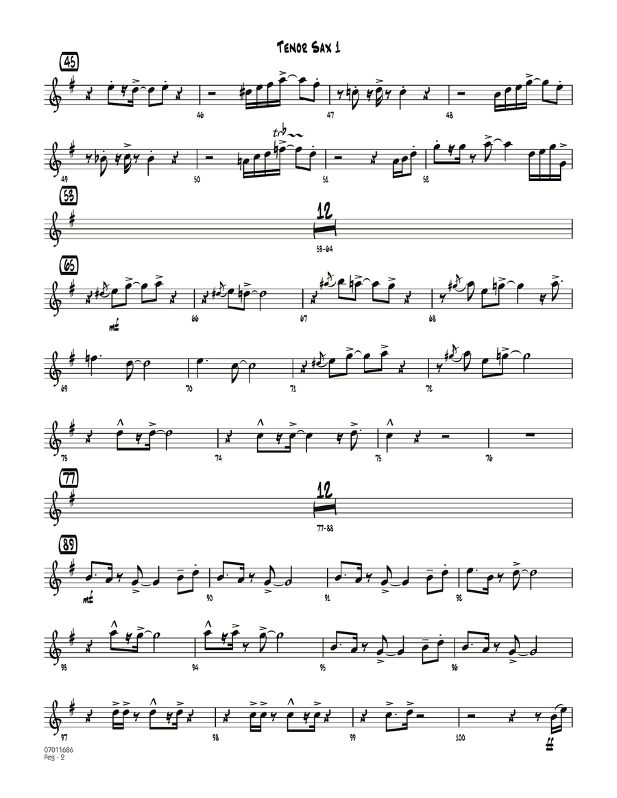Peg - Tenor Sax 1 Peg - Tenor Sax 1 Jazz Ensemble scores gallery preview page 2