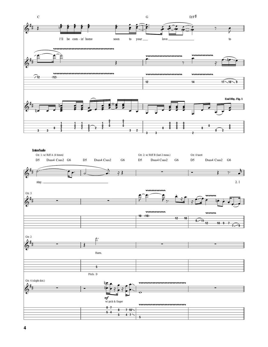Comin' Home by Lynyrd Skynyrd Acoustic Guitar - Digital Sheet Music page 4