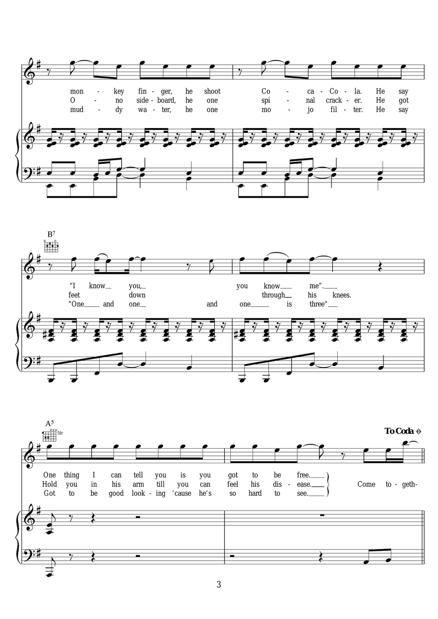 Come Together Come Together Piano, Vocal, Guitar scores gallery preview page 3