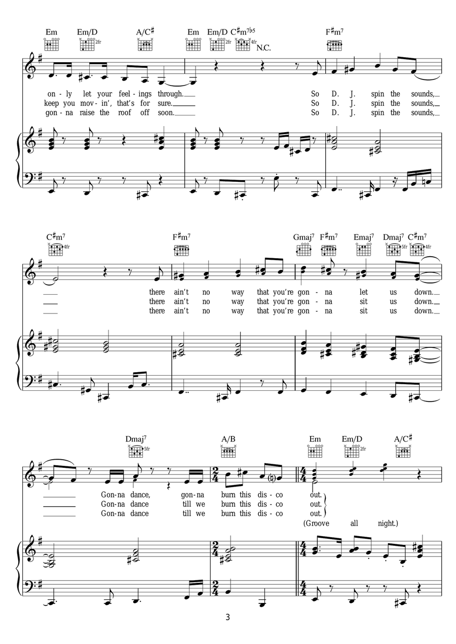 Burn This Disco Out Burn This Disco Out Piano, Vocal, Guitar scores gallery preview page 3