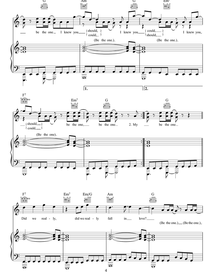 Be The One Be The One Piano, Vocal, Guitar scores gallery preview page 4