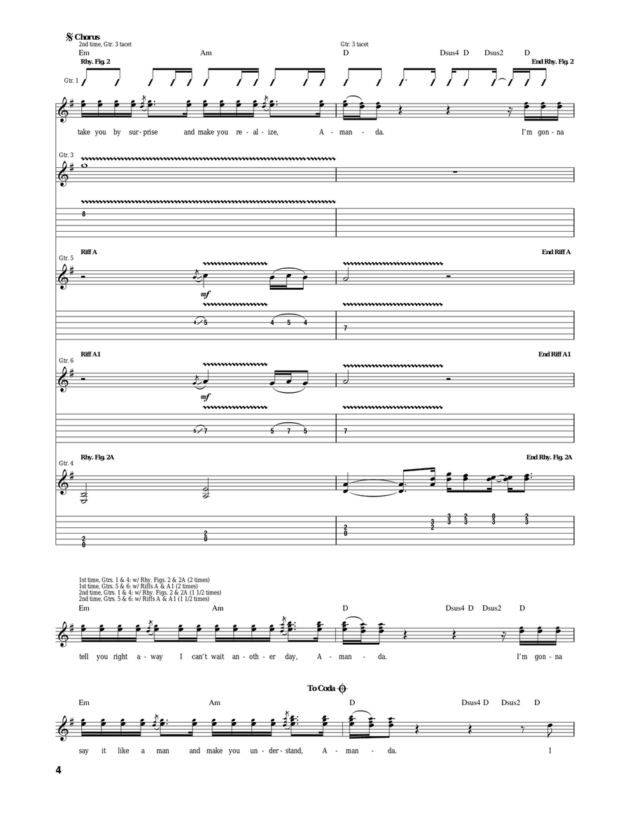 Amanda Amanda Acoustic Guitar scores gallery preview page 4