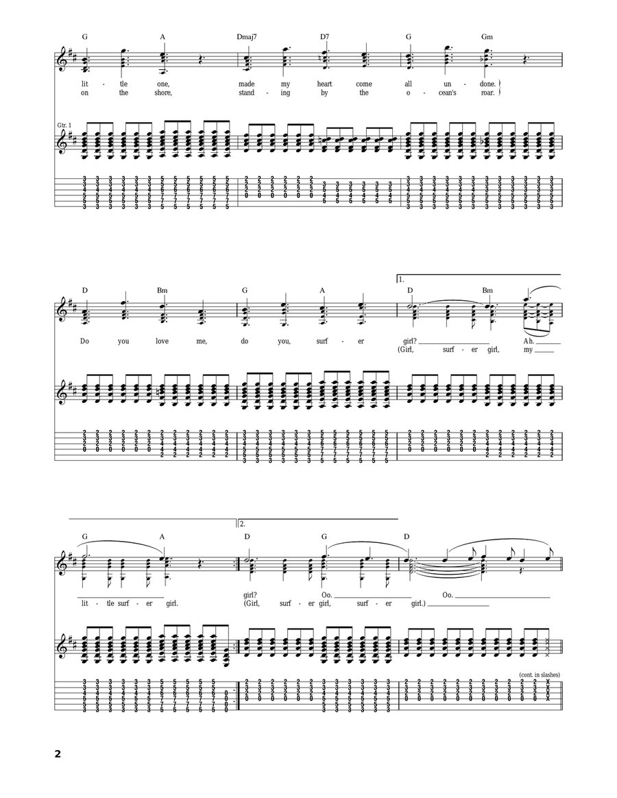 Surfer Girl Surfer Girl Acoustic Guitar scores gallery preview page 2